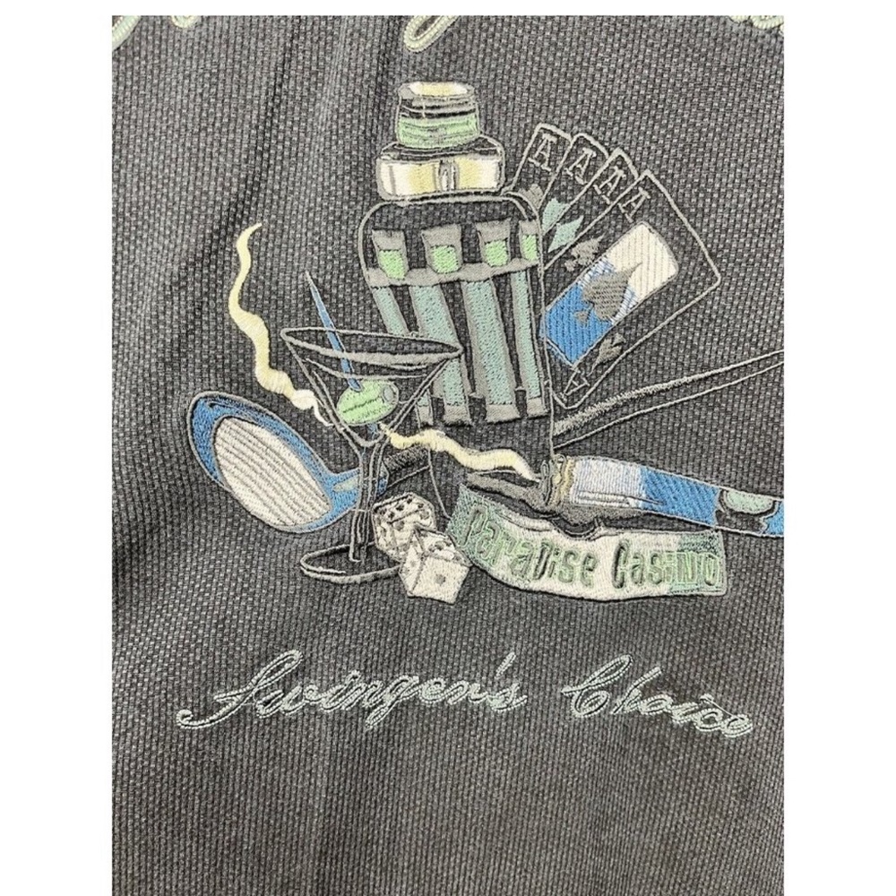 Tommy Bahama Men's Short Sleeve Silk Camp Shirt Size Large Black Paradise Casino - Picture 4 of 7